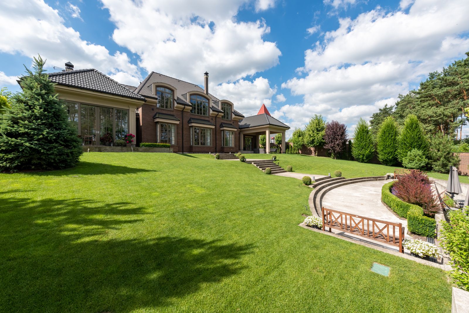 Mansion with lawn
